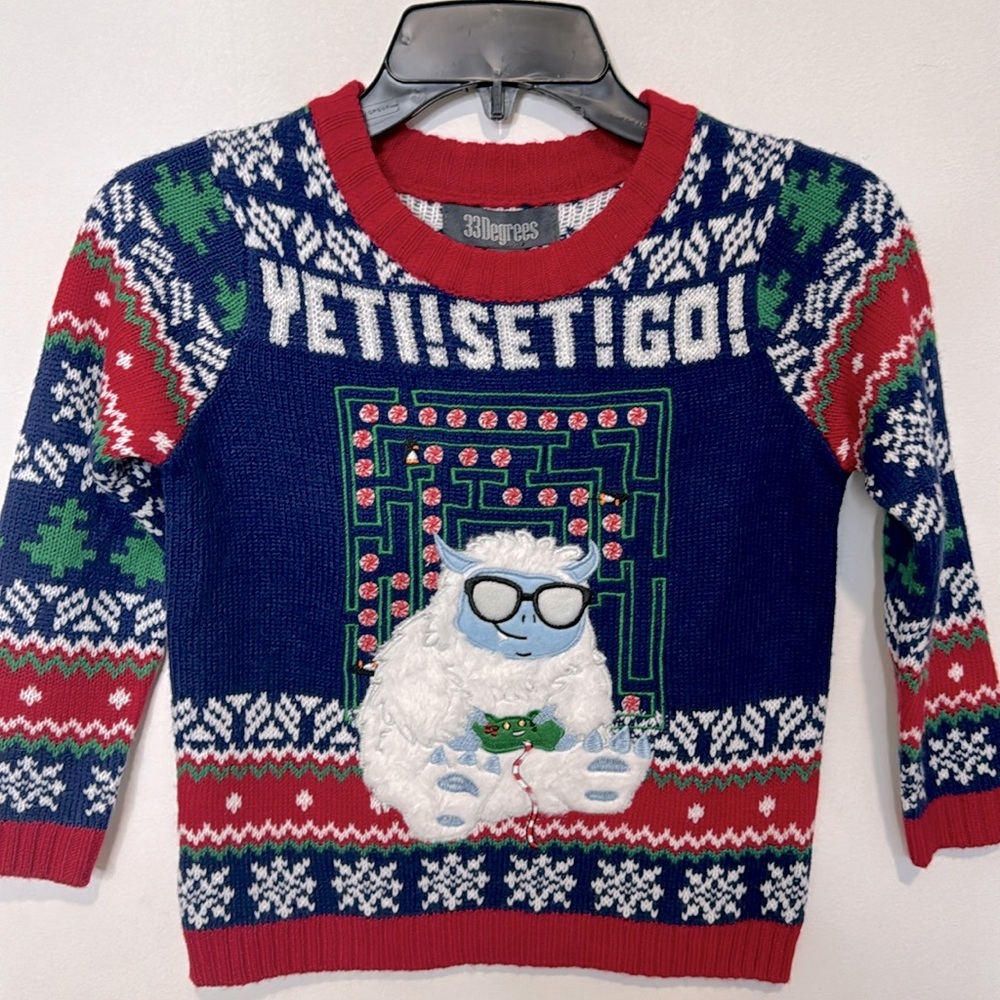 New Boys Medium Size 5 Yeti Christmas Tacky Sweater